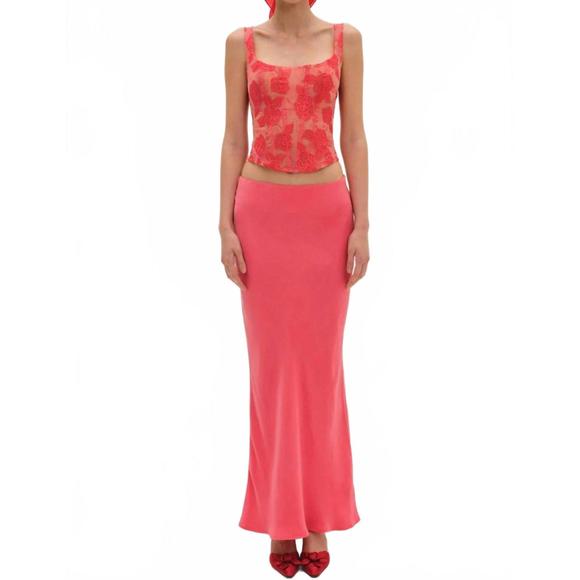 NEW FOR LOVE & LEMONS lena maxi skirt in red